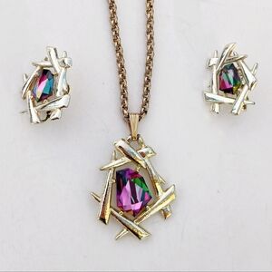 'Chinese Modern' Parure Set Sarah Coventry Vintage Necklace Earrings Watermelon